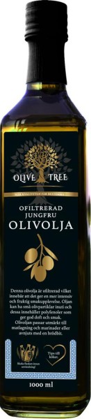 OLIVE TREE Ufiltrert Virgin Olivenolje Omega 1 L x 12 Stk