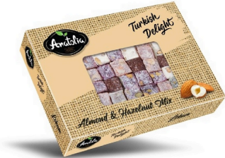 Anatolia tyrkisk Delight Hasselnøtt-Mandel 250 gr x10 Stk