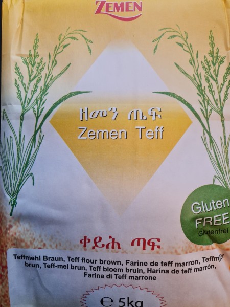 ZEMEN TEFF Ethiopian Teff Rød Mel 5 Kg x 1 Stk