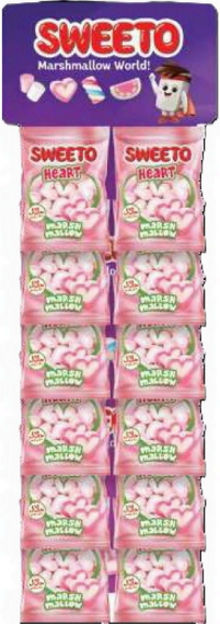 Sweeto Marshmallow Heart 60 g H.Stand x (8stk x 6 cart)